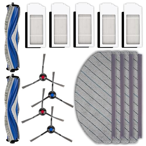 Image of (15 Pack) N20 Plus Replacement Parts Compatible With ECOVACS DEEBOT N20 plus/ N20 Pro Plus Robotic Vacuum Cleaner, 2 Roller Brushes, 4 Side Brushes, 5 HEPA Filters, 4 Mop Pads, Accessories Kit