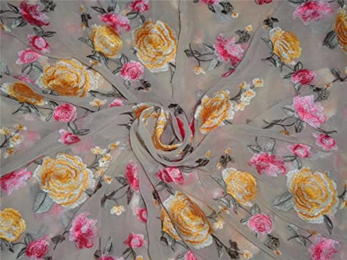 Soie Georgette brodée 111,8 cm largeur référence B2#89 tissu 100% soie