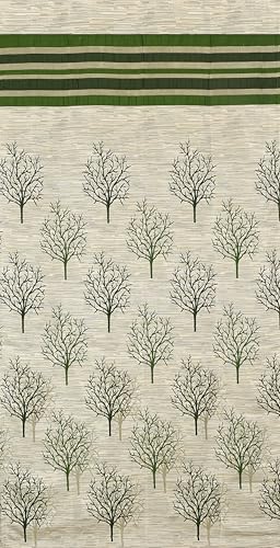 Image of Homefab India Pack Of 2 Jacquard Room Darkening Modern Jute Semi Sheer Grommet Curtains - 5 Feet, Window, Green