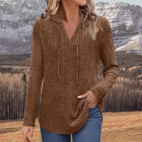 Women Long Sleeve Hoods Outerwear for Women Crochet Striped Hooded Front Plain Fall Winter Hood 2025 Trendy Y2K4