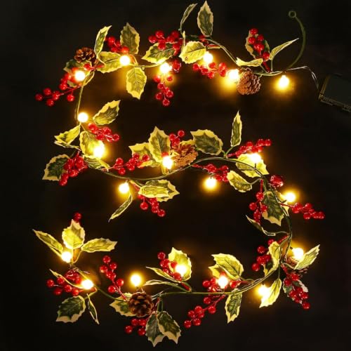 Quntis Weihnachtsgirlande mit Beleuchtung 175cm, Tannengirlande mit Timer