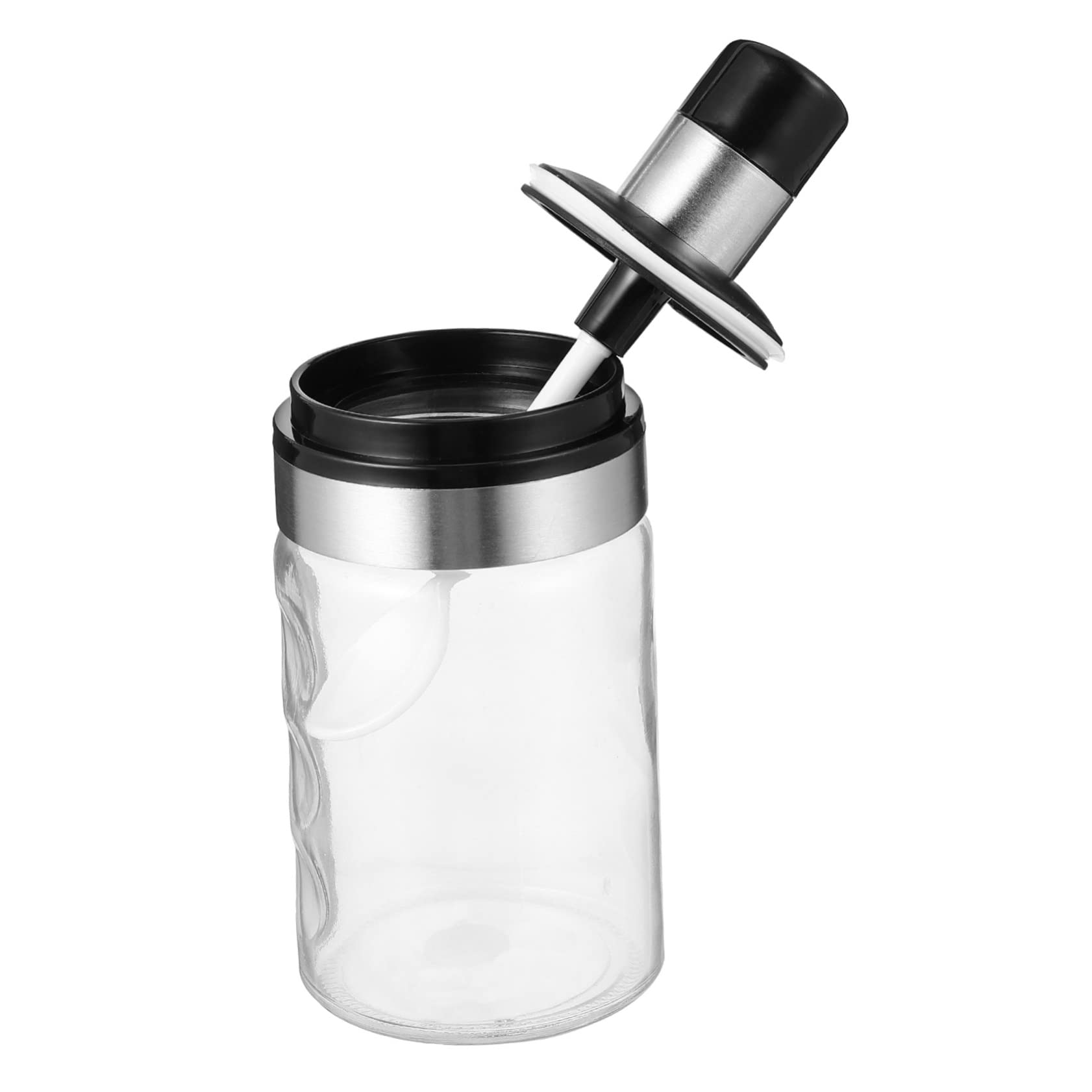 NAMOARLY Stainless Steel Glass Seasoning Jar Airtight Multi-functional Condiment Storage Box
