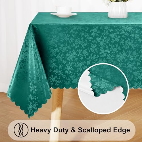 Image of Smiry Rectangle Table Cloth, Waterproof Heavy Duty Vinyl Tablecloths, Wipeable Washable Table Cover for Kitchen and Dining Room (Christmas Green, 60 inch X 84 inch)