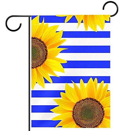 Drapeau de jardin tournesol jaune et bleu en toile de jute double face