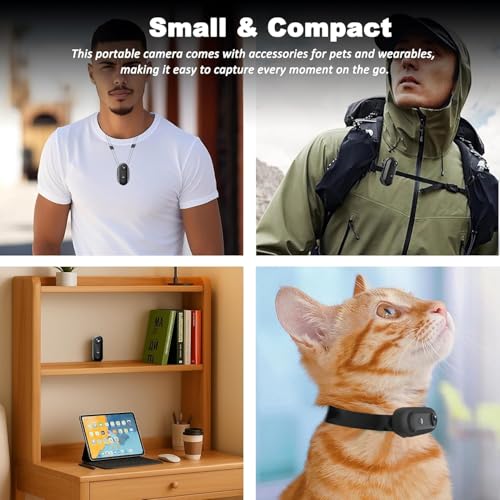 Image of BIGASUO 4K Mini Body Camera 128GB - Action Body Cam with Audio & Video- Thumb Hands Free Waterproof Recording Wearable Cameras - POV Worn Portable Personal Camcorde (1395) (Black, B13)