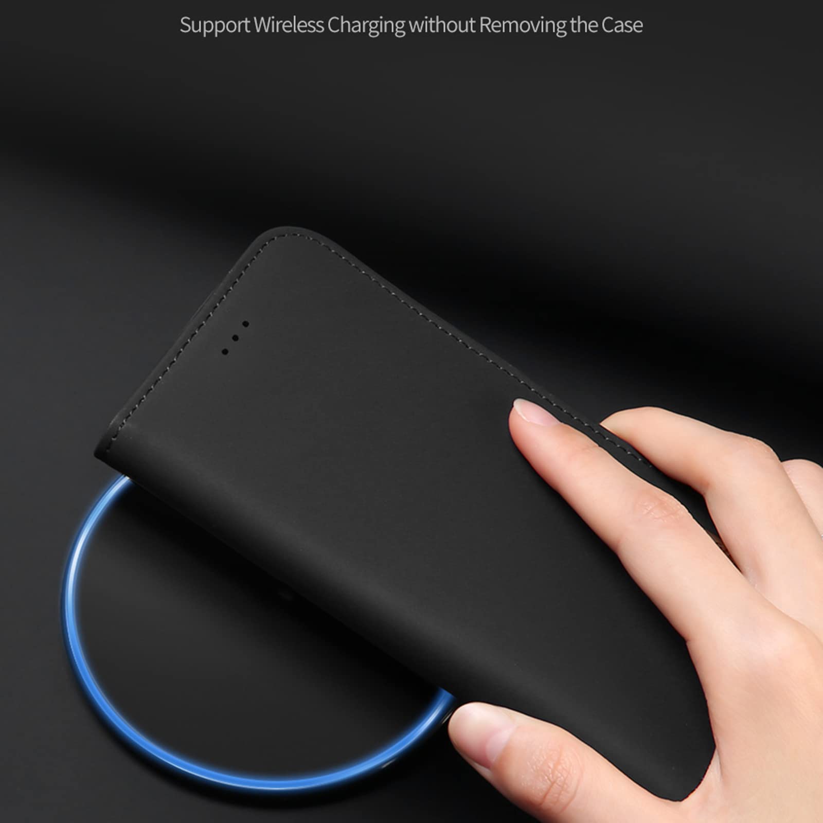 Echtleder Hülle für iPhone SE 2022/SE 2020/8/7 Handyhülle mit Kartenfach Magnetverschluss Stoßfest Klappbar Lederhülle Kompatibel mit iPhone 7/8/SE2/SE 3,Blau