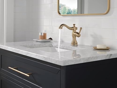 Miniatura 2 de Delta Faucet Cassidy - Grifo de baño extraíble, grifo de baño dorado de un solo orificio con desplegable, grifo de lavabo de baño con acoplamiento