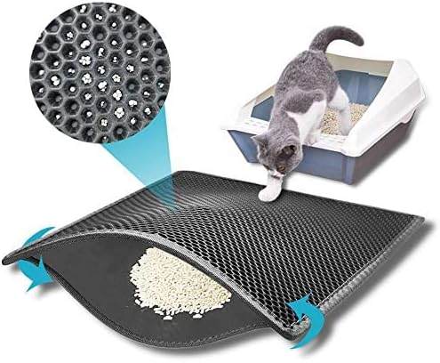 Easy Clean Cat Litter Mat: Large Cat Litter Box Mat for Floor, Plastic Cat Litter Trapping Mat (24 * 30in, grey)