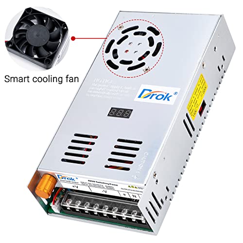 Image of DROK 60V Power Supply, AC 110V 220V to DC 0-60V 8A 480W Buck Converter, Adjustable Variable LED Adapter Regulated 5V 12V 24V 30V 36V 48V 60Volt Transformer 3A 5A 8Amp Charger for Lab CCTV