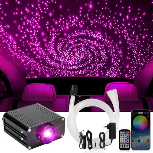 GEARPASS Starlight Headliner Kit Twinkle Star Lights for Car Decor 500pcs*0.03in*9.8ft/3m Fiber Optic Star Ceiling Lights APP/Remote Control for Car Roof Home Ceiling