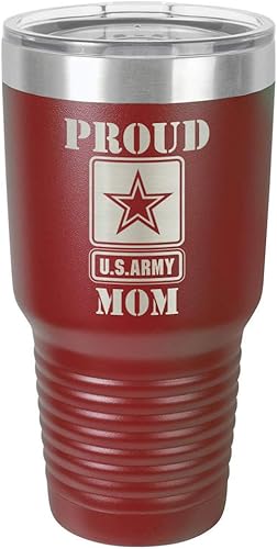 PROUD ARMY MOM MAROON Vaso de bebida de 30 oz con pajita  Taza de viaje grabada con láser con citas divertidas  Comparar con Yeti Rambler  Idea de