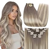 Full Shine Remy Clip In Hair Extensions Balayage Color 19A Ash Blonde Fading To Color 60 Platinum Blonde 100 Gram Remy Clip In Blonde Hair Extensions Human Hair 14 Inch 10 Pcs Double Weft Clip In Hair