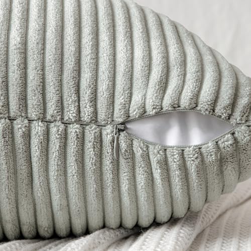 Image of MIULEE Silver Grey Decorative Throw Pillow Covers 20x20 Inch for Couch Bed Sofa Pack of 2 Boho Farmhouse Throw Pillows Soft Cross Corduroy Patchwork Textured Cushion Cases