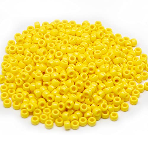 Image of Gxueshan 1000 Pcs Acrylic Yellow Pony Beads 6x9mm Bulk for Friendship DIY Bracelet Necklace Jewelry Making Earring Hair Braiding Kandi Beads