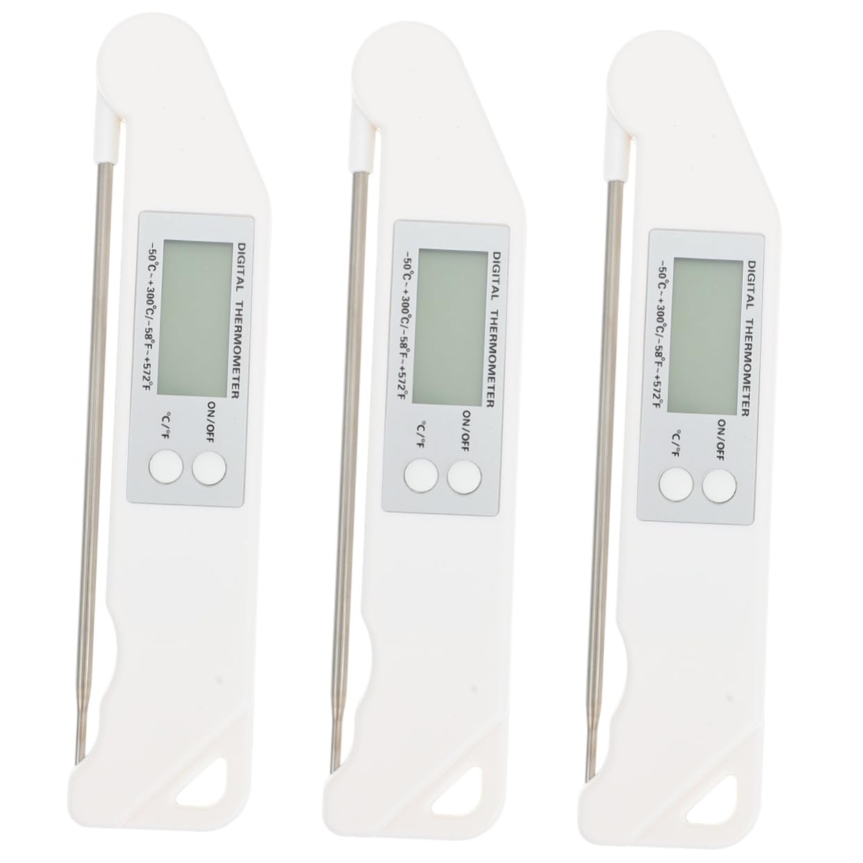 OUNONA 3piezas Termómetro Digital De Cocina Para Barbacoa y Alimentos Lectura Instantánea Para Carnes Aceites y Bebidas De Inoxidable Pantalla Clara