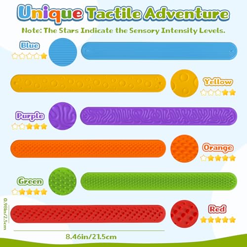 HOMQYTE 6 PCS Fidget Slap Bracelets Toys for Kids Adults Textured Silicone Bracelet Sensory Toys for Autism Anxiety ADHD Calm Down Corner (Multicolor 1, 6 Pcs) — view 2