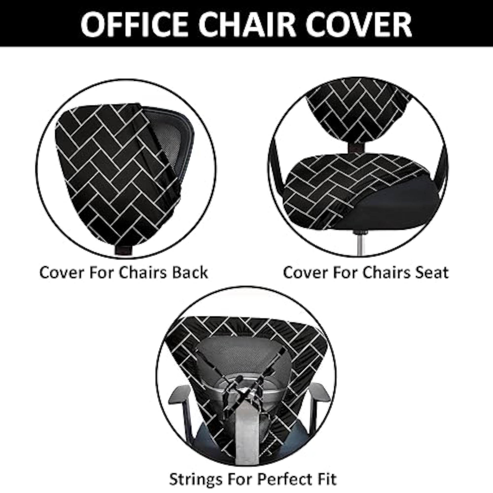 Office Chair Cover Pack of 1, Black Brick Design