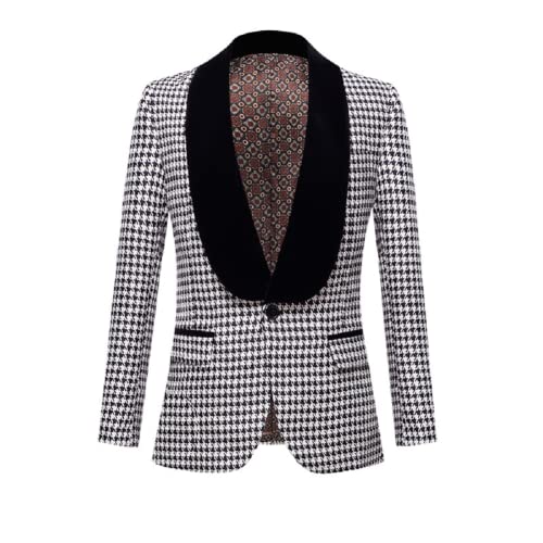 Mi Bo Tong Men's Slim Fit Blazer Jacket Houndstooth Casual Sports Coats Blazers Spring Summer Autumn Winter3