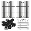 Grill Parts for Nexgrill replacement parts 5 Burner 720-0888 720-0888N 720-0888A,Cast Iron Cooking Grate,Heat Shield,Burner Kit for Nexgrill replacement parts 4 Burner 720-0830 720-0830H Grill Grates