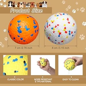 4 Pcs Dog Tennis Balls for Aggressive Chewers Indestructible Dog Toys for Teething Durable Puppy Chew Toy Floating Dog Pet Fetch Toy Ball for Large Medium Small Dog (4 Colors, 2.76″)