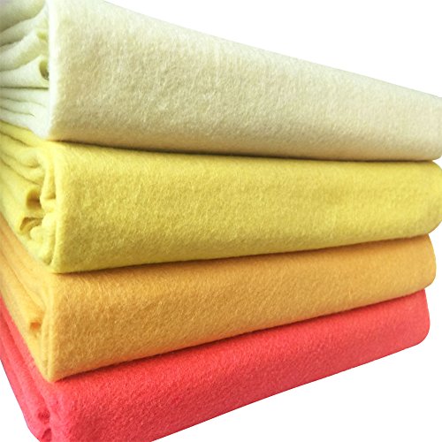 Image of 4pcs Thick 1.4mm Soft Felt Fabric Sheet Assorted Color Felt Pack DIY Craft Sewing Squares Nonwoven Patchwork (92x90cm Yellow)