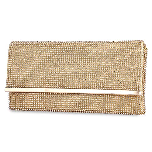 BAIGIO Pochette Donna Elegante Argento Strass