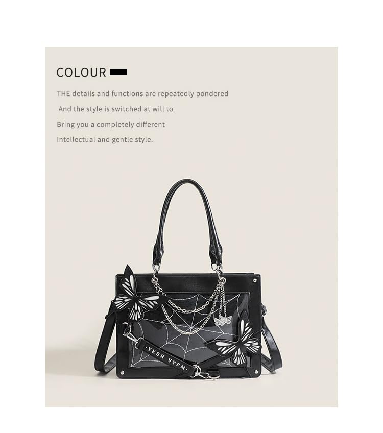 Cute Y2K Gothic Handbag Women, Trendy Aesthetic Vintage Goth Punk Croquette Top Handle Kawaii Shoulder Crossbody Bag4