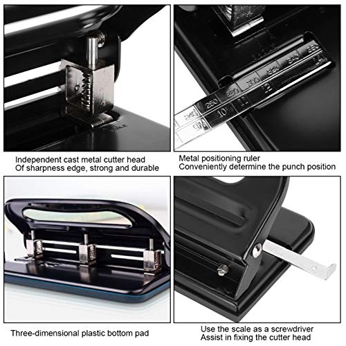 3 Hole Punch, Black Non-Slip Desktop Paper Punch For Paper Document Book #TOP6