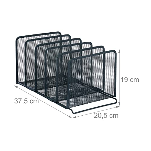 Range-revues bureau métal anthracite 5 compartiments trieur documents - 5