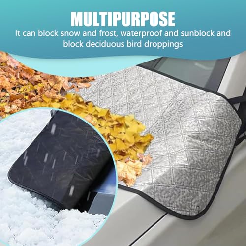 Image of 1 PC Car Front Windshield Wiper Snow Cover, 66.9 inch x 17.7 inch Dust Frost Protection Cover, Elastic Band + Suction Non-Destructive Installation Accessories, Compatible with Most Models (Silver)