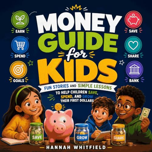 Diseño de la portada del título Money Guide for Kids: Fun Stories and Simple Lessons to Help Children Save, Spend, and Grow T