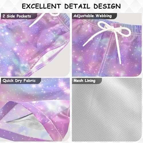 Pink Sky with Stars Boys Swim Trunks Toddler Shorts Swimwear Boardshorts3