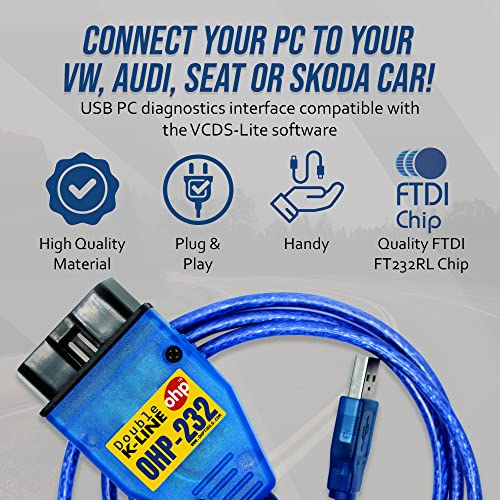 Ohp 232 New Vag Com 409.1 Kkl Obd2 Usb Cable | Genuine Double K Line Ftdi Ft232Rl Chip #TOP3
