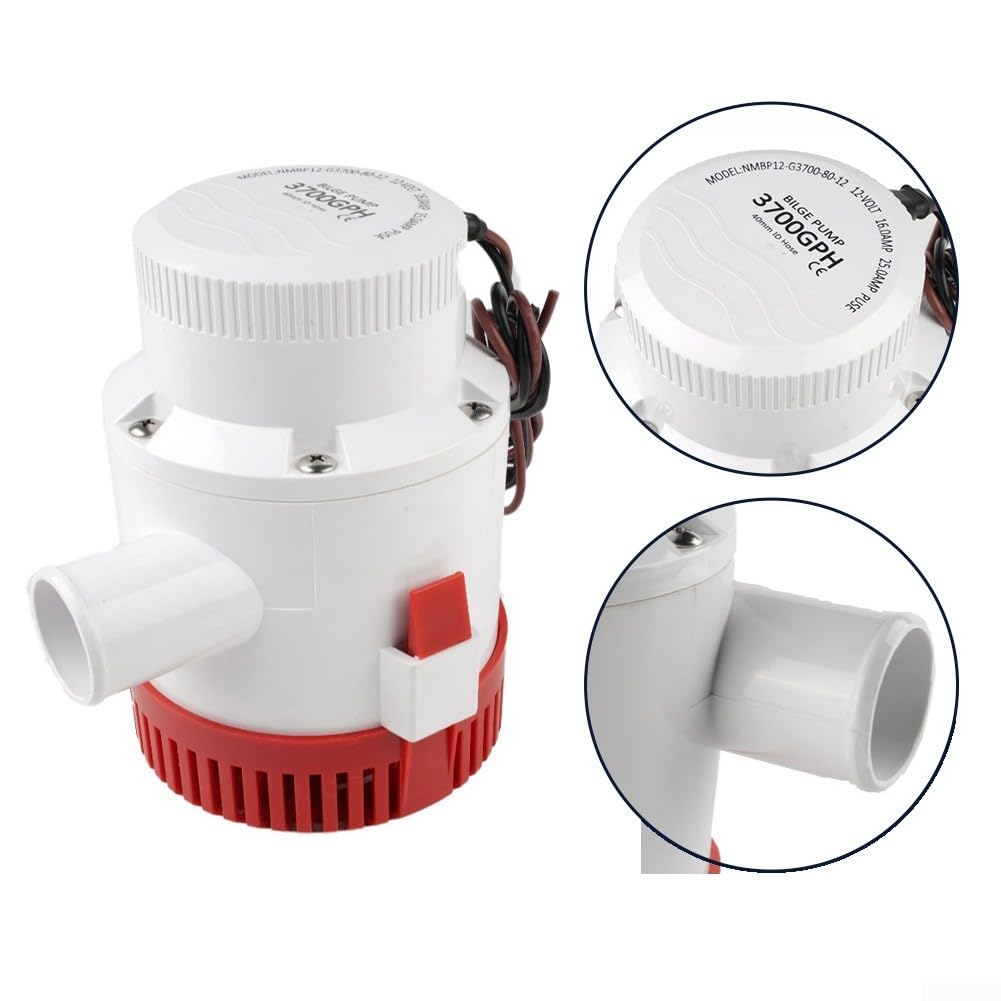 Pompa di Sentina 3700GPH 12V/24V DC per Barche | Flusso 3700GPH, voltaggio 12V/24V, rimozione acqua rapida, ideale per sentine grandi(G3700-80-24(24V))