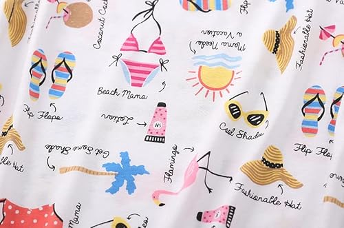 Inadays Sleepwear Womens Short Sleeve Pajama Set Printed Pajama For Women Capri Set Nightwear Tz001-White-M #TOP3