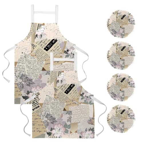 Tablier de cuisine vintage à fleurs contre les salissures de nettoyage