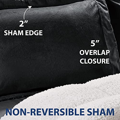 Cathay Home King Comforter Set: Ultra Soft And Plush Reversible Micromink And Sherpa 3-Piece Bedding Set, Black, King (102" X 90") #TOP3