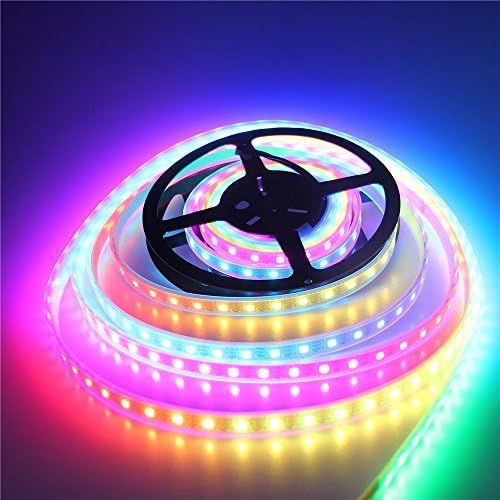 Alarmpore (TM) 16.4FT WS2812B LED Strip Light 5050 RGB 300 Pixels 5M Flexible Individually Addressable Dream Color 60Leds/M IP67 Tube Waterproof White PCB 5V DC