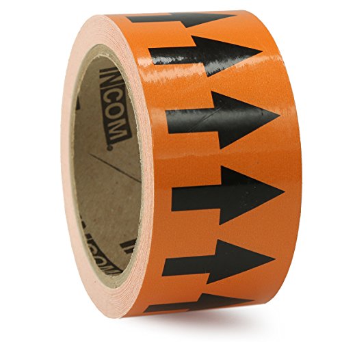 Image of Accuform Signs RAW254BKOR Vinyl Directional Flow Arrow Tape, Black Arrow on Orange, 2 inch W x 54' L, Black on Orange