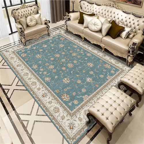 Tapis doux bleu floral 120x160cm : fini les sols froids et tristes