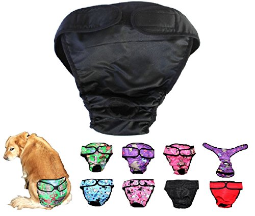 Image of Dog Diaper Reusable Washable Female Girl for Medium & Large Big Dog Breeds Size L, XL, XXL (X-Large: Waist 22 inch - 28 inch, Black)