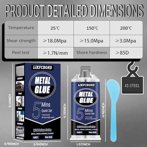 LIFKCBOND MetallKleber Extra Stark, 85g Flüssigmetall Kleber Metall Kaltschweißmasse, Hitzebeständig und Wasserdicht Klebstoff für Metall zum Edelstahl, Gusseisen Metallkleben Schweißen Reparieren
