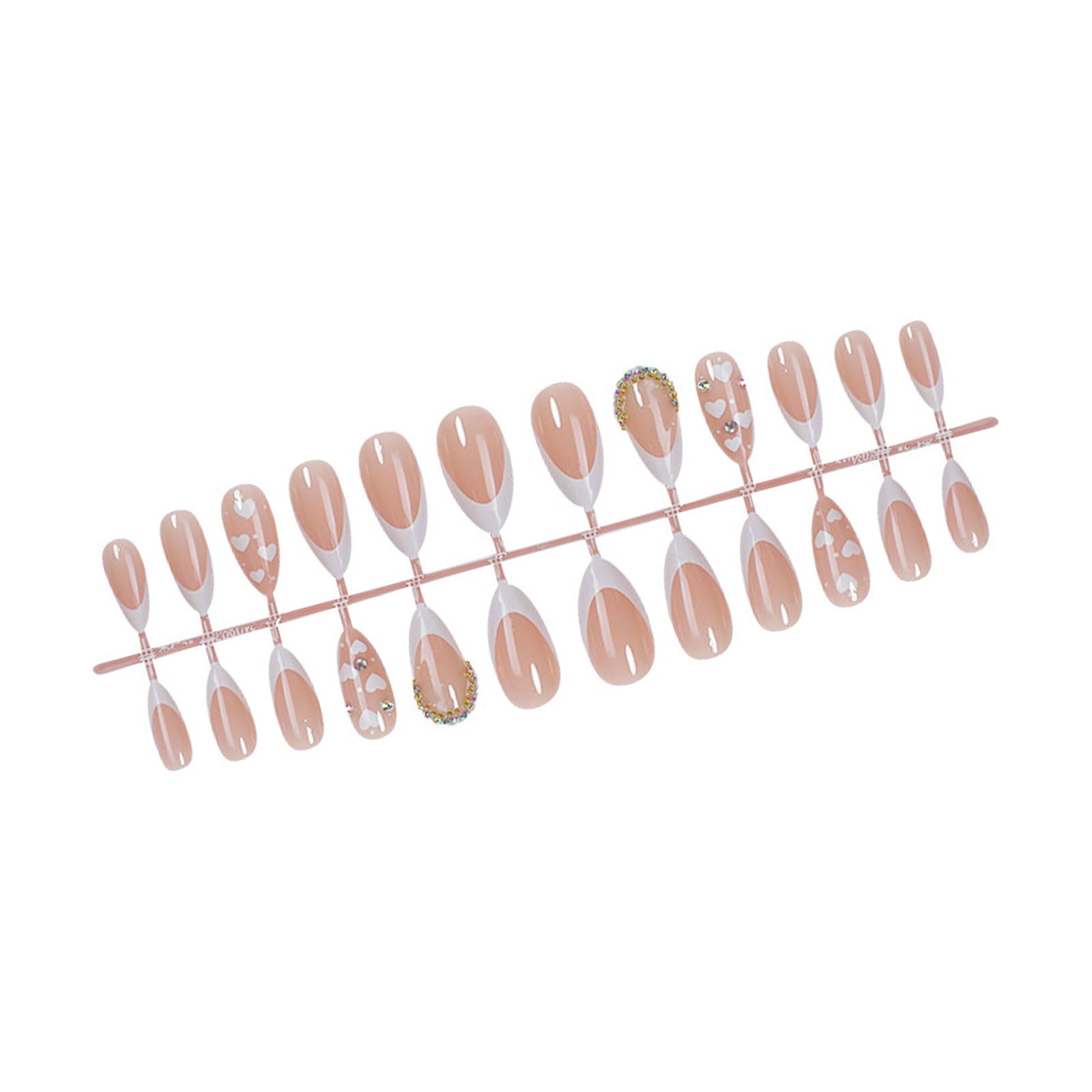 24 unghie artificiali corte a mandorla lucida a forma di cuore, con punta francese, accessori per manicure per ogni occasione