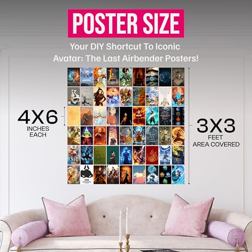 Image of The Last Airbender Posters Set of 54 - 4x6 Inch Cartoon Wall Art Prints | Elemental Characters & Iconic Moments | Aesthetic Room Decor & Wall Collage Kit