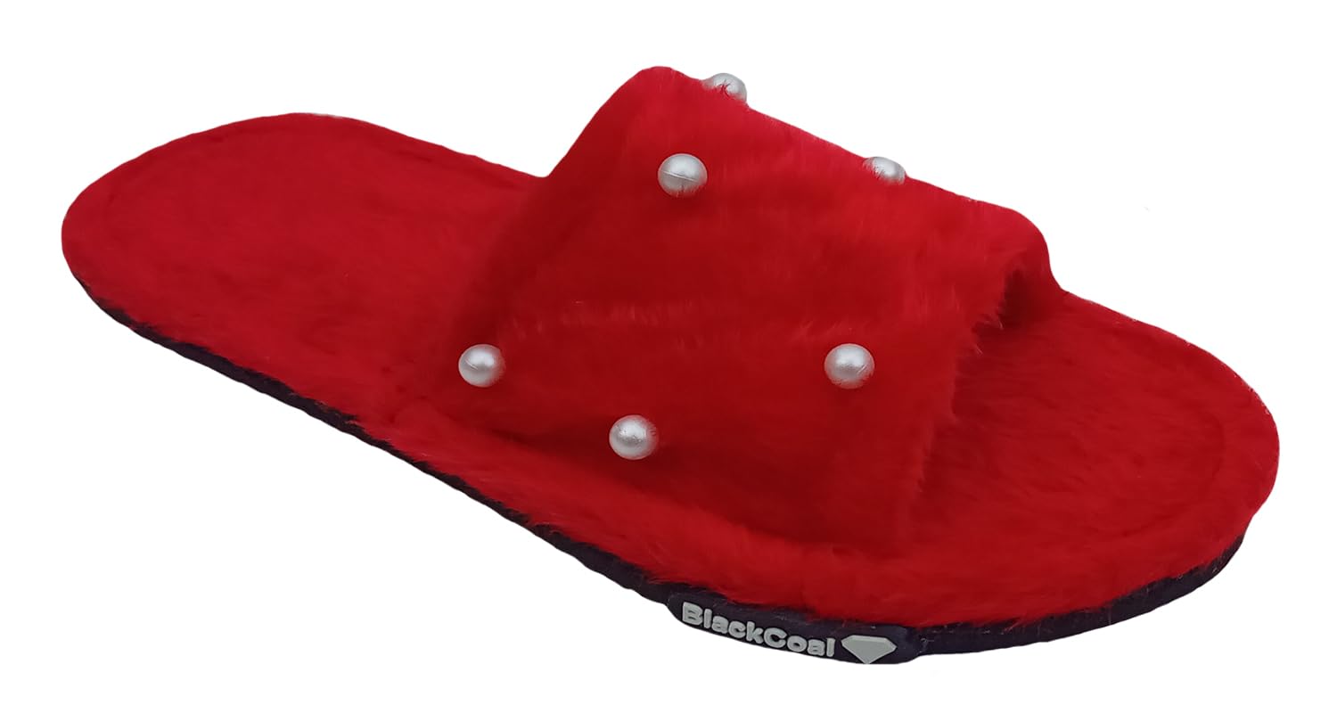 BlackCoal Women flip flop bedroom soft light weight indoor ladies beads slippers for home girls flat casual carpet chappal (Red, 4) (B0CHN4Q6P4) Amazon Price History, Amazon Price Tracker