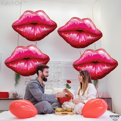 Image of 4 Pcs Red Lip Foil Balloon - 30 Inch | Cute Kiss Balloons for Pride Decorations | Lip Balloons For Pride Month Decorations, Proposal Decor, Lips decor, Anniversary Decor, KatchOn