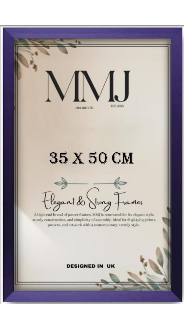 New Elegant Picture Poster Photo Frame 35x50 cm (14x20 Inch) – Wall Mounted Frame for Certificates, Jigsaw Puzzles, Artwork – Landscape & Portrait Hanging Z-09 (Purple)