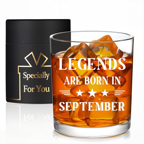 Jmugmt Legends Are Born In September Whiskey Glass, September Birthday Gifts for Men, Mens Birthday Gift for Friend Dad Grandpa Husband Uncle Coworkers 10 OZ Old Fashioned Glass with Gift Box Jmugmt Legends Are Born In September Whiskey Glass, September Birthday Gifts for Men, Mens Birthday Gift for Friend Dad Grandpa Husband Uncle Coworkers 10 OZ Old Fashioned Glass with Gift Box
