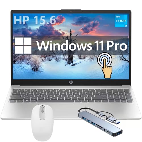 Image of HP 15 Laptop, 15.6 inch Touchscreen Display, Intel 6-core i3-1315U Processor, 8GB RAM, 1TB PCIe SSD, Windows 11Pro, Wi-Fi, HDMI, USB-C, Hub and Mouse, Lightweight Student Business Laptop