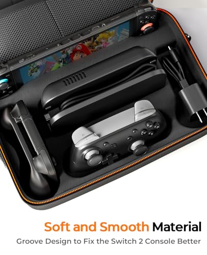 Image of COOWPS Switch 2 Case for Nintendo Switch 2, with 4Pcs Thumb Grips, 20 Game Card Slots, Portable Full Protection All In One Travel Storage Case for Switch 2 Console Pro Controller Accessories